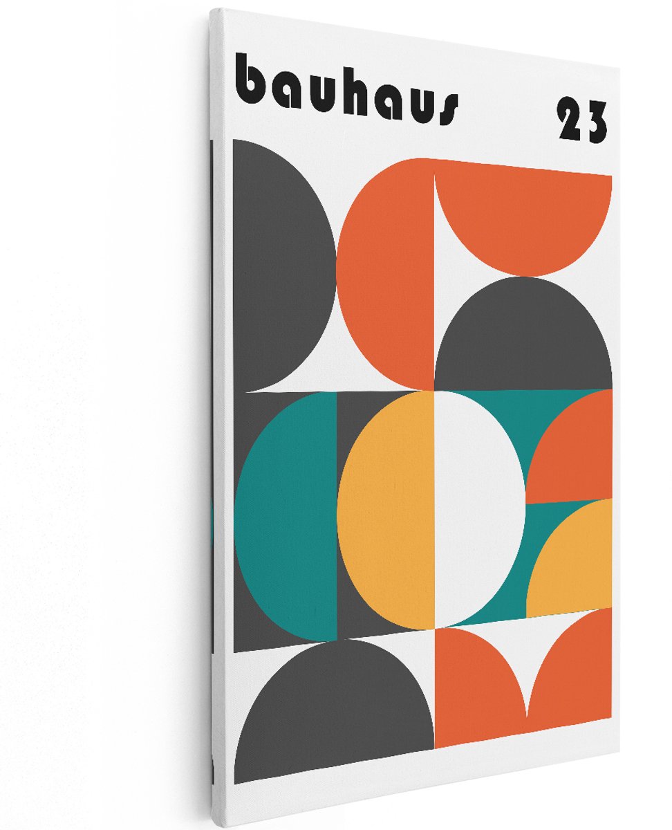Artaza Canvas Schilderij Bauhaus - 120x180 cm - Groot - Wanddecoratie Abstract - Muurdecoratie Geometrisch - Decoratie Retro Vintage