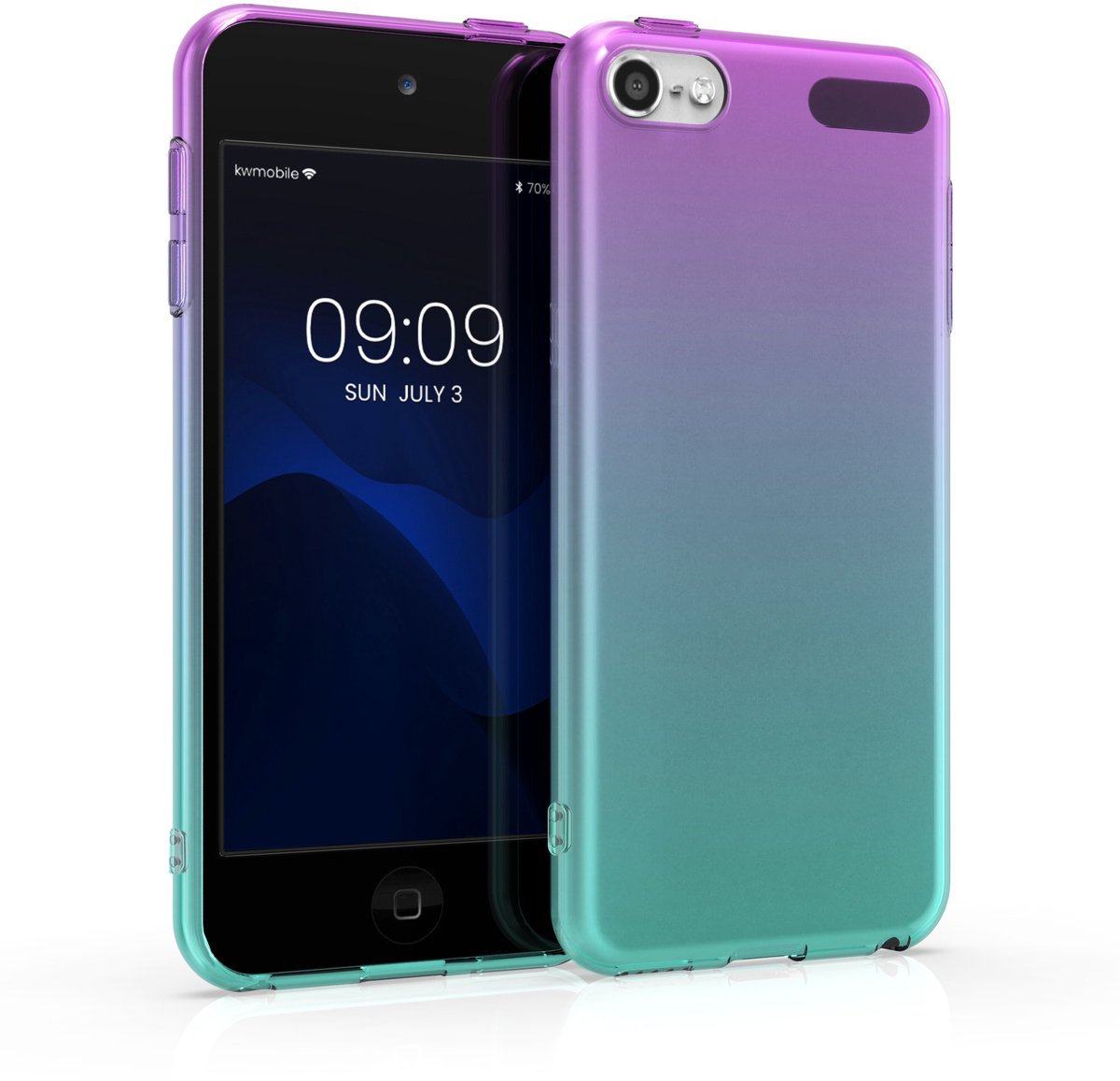 kwmobile Clear Case Compatible with Apple iPod Touch 6G / 7G (6th and 7th Generation) - TPU Backcover - Bicolor Violet / Blue / Transparent