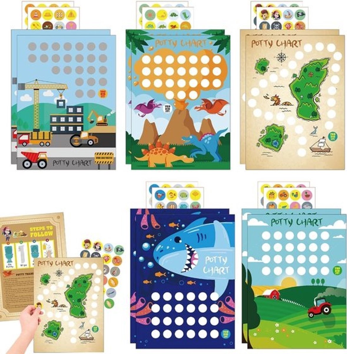 Zindelijkheidstraining Grafiek - Beloningskaarten Kinderen - Leren Zindelijkheid - Kleurrijk Ontwerp - 240 Stickers - Multicolor