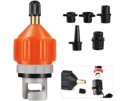 Best Active SUP Ventiel Adapter - Ventieladapter met 5 Opblaasmondstukken - Compressor Pomp Connector - Watersport Accessoires - Pompadapter voor SUP Board, Kajak en Opblaasboot - Oranje