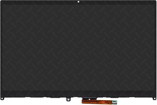 Een 14-inch FHD IPS LCD-scherm met aanraakschermdigitizer, gemonteerd in een zwarte rand en met metalen montagebeugels.