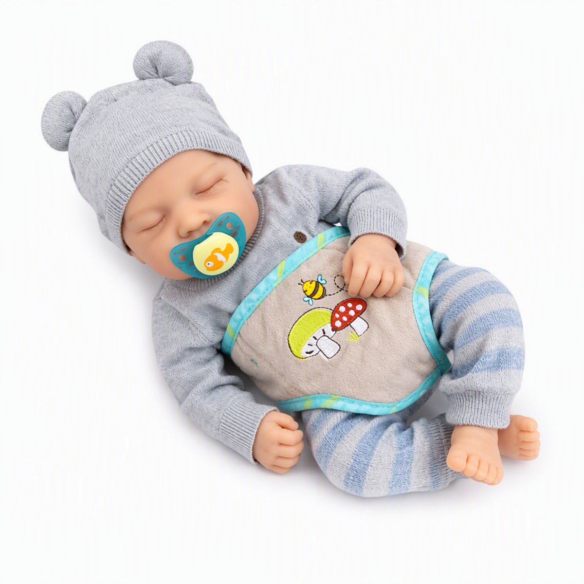 TEKROA® Levensechte Reborn Babypop - 48 cm - Slapend - Inclusief Kleding & Magnetische Speen - Realistisch Speelgoed - ledematen siliconen - romp katoenstof