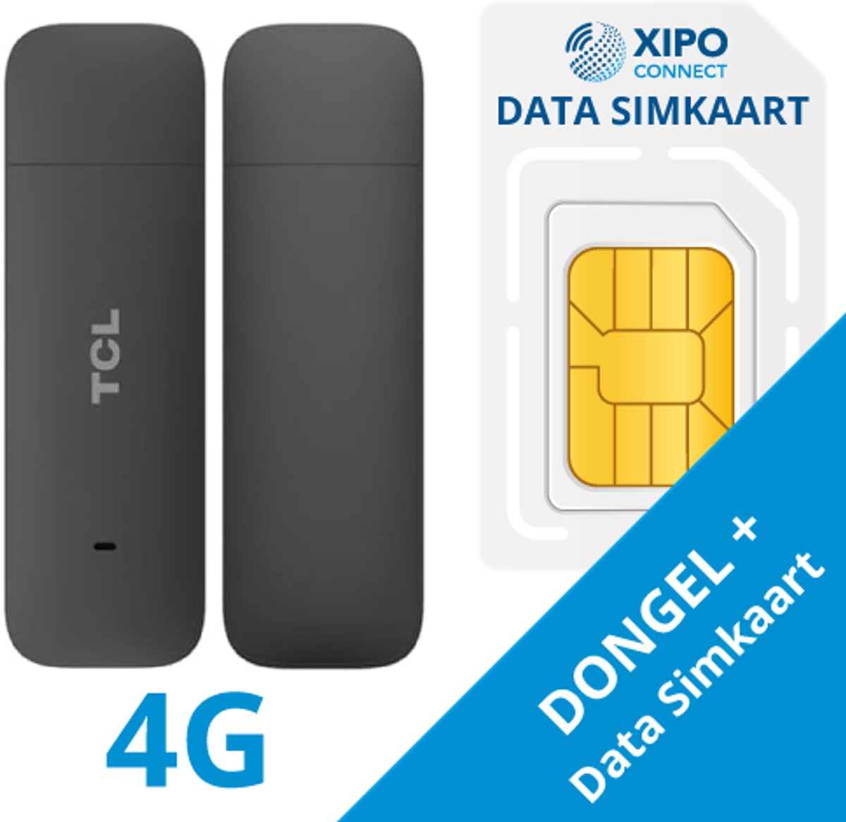 XIPO CONNECT - 4G Dongel - incl. Data Simkaart Nederland + 10 GB Data