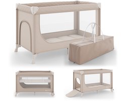 Kinderkraft LEODY UP Campingbedje - 2-in-1 - Inklapbaar - 2 hoogtes - Beige