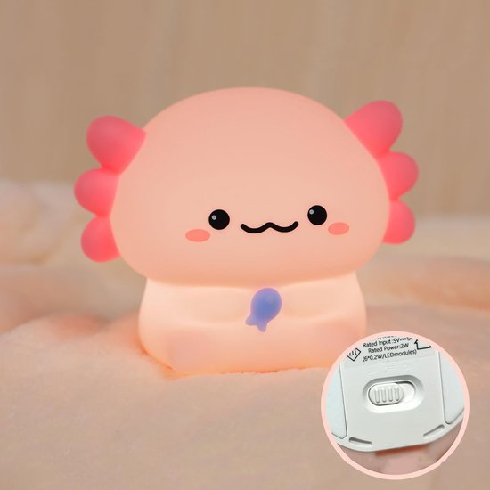 Axolotl Nachtlampje, Nachtlampje Met 3 Dimstanden, Zachte Siliconen Kinderkamerlamp, Timer Van 30 Minuten. van Buyya — afbeelding 3