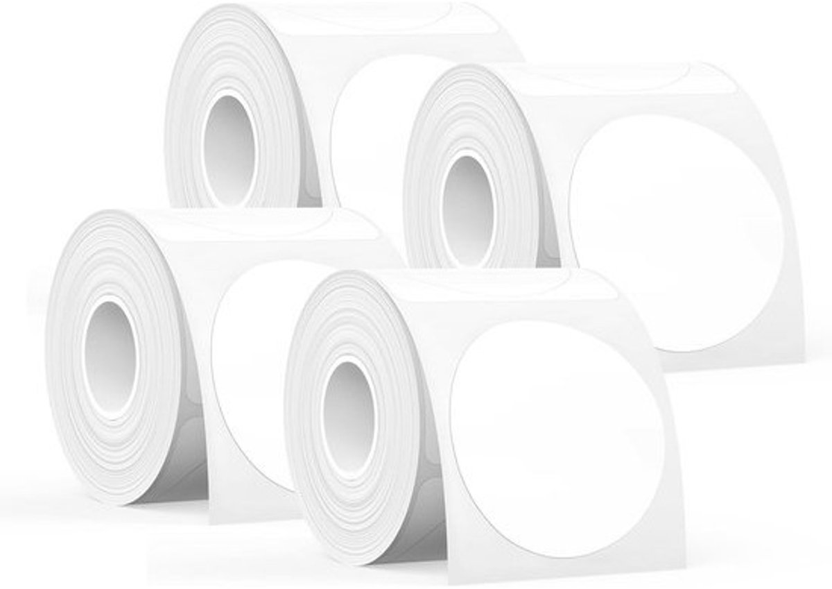Ronde Zelfklevende Etiketten 50mm Wit met Zwarte Tekst voor Labelprinter 4 Rollen