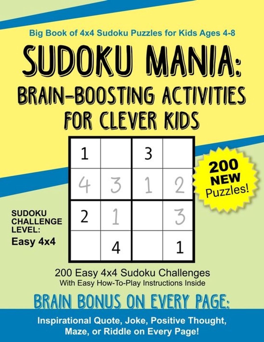 200 Sudoku Puzzels voor Kinderen - Groot Formaat - Eenvoudig Niveau