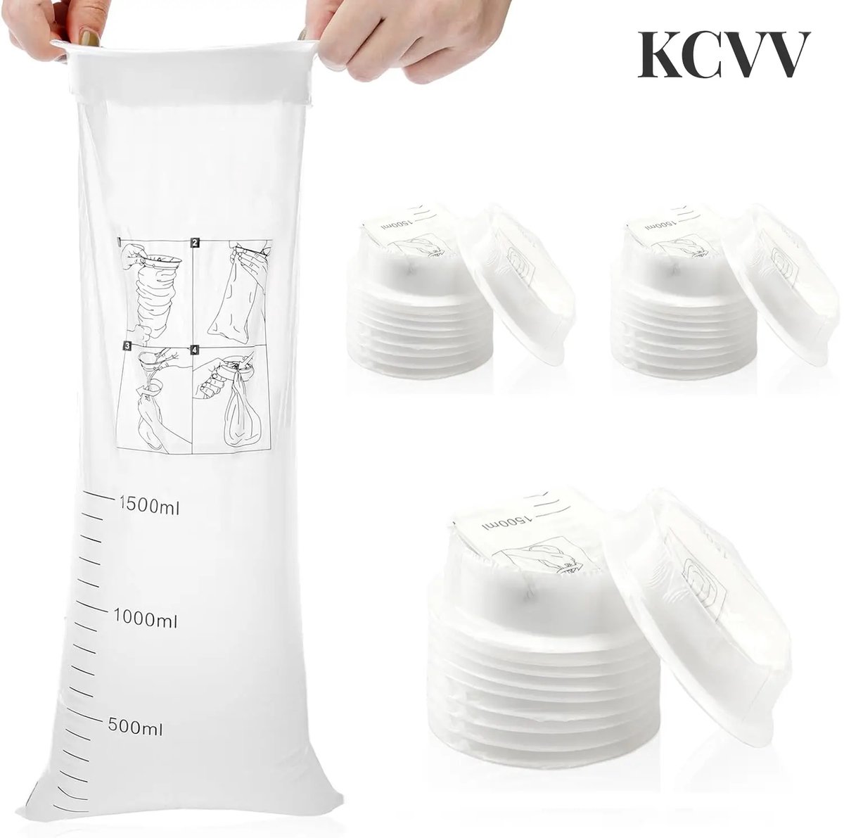 30 stuks- Wegwerp braakzakjes met tuit - spuugzakken met ring-braakzakjes-braakzakjes - spuugzakjes-draagbare -1500 ml witte, extra stevige braakzakjes met ringen - Geschikt voor kinderen en volwassenen - Wit - 38 x 17 cm