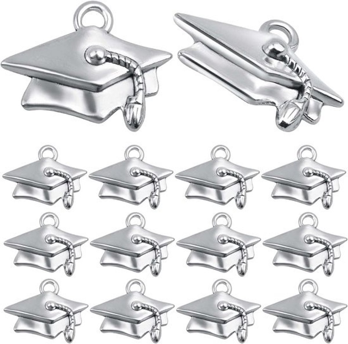50x Antiek Zilver Afstudeer Bedels voor Sieraden Maken