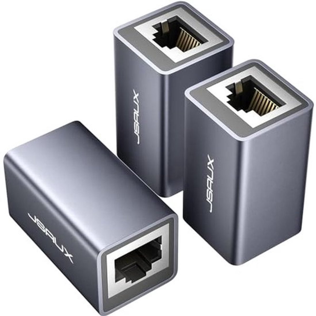 Ethernet Koppelaar RJ45 - 3-Pack Netwerk Koppeling, Geschikt voor Cat5, Cat5e, Cat6 en Cat7 (Grijs)