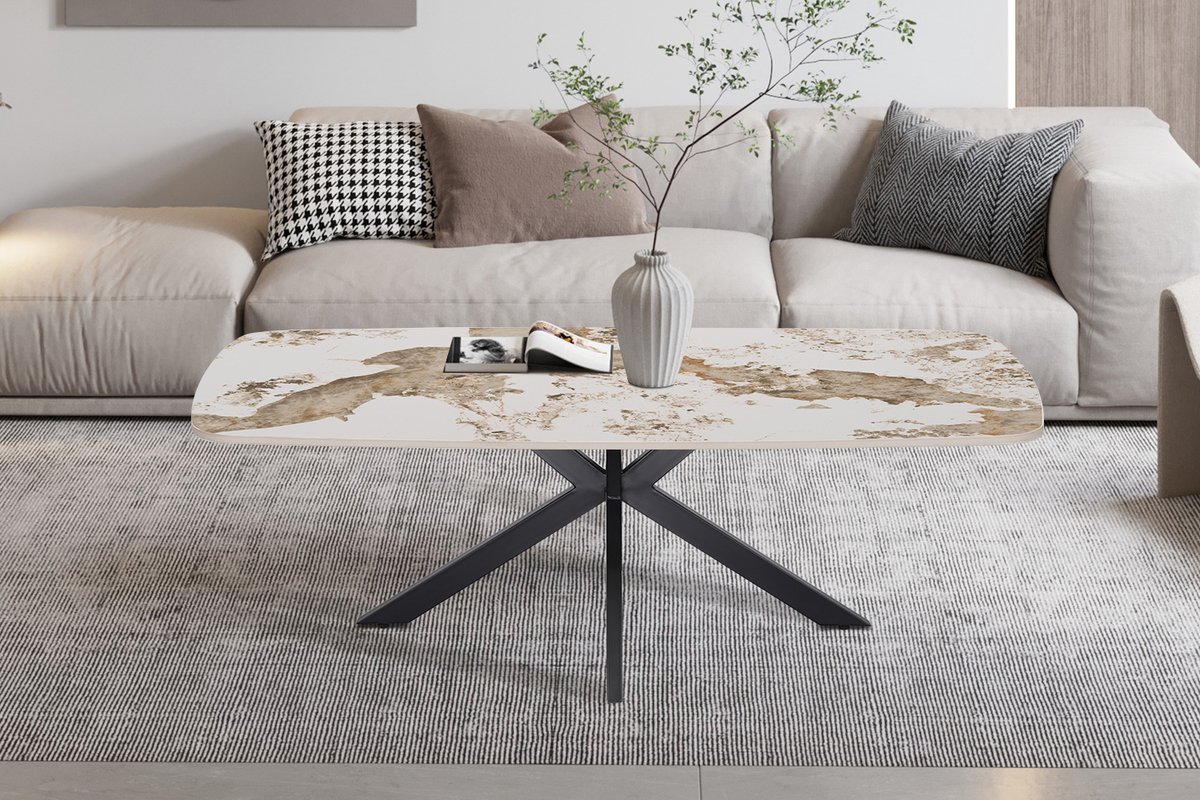 Salontafel 'Apollo' 130 cm Deens Ovaal Glanzend steen Pandora