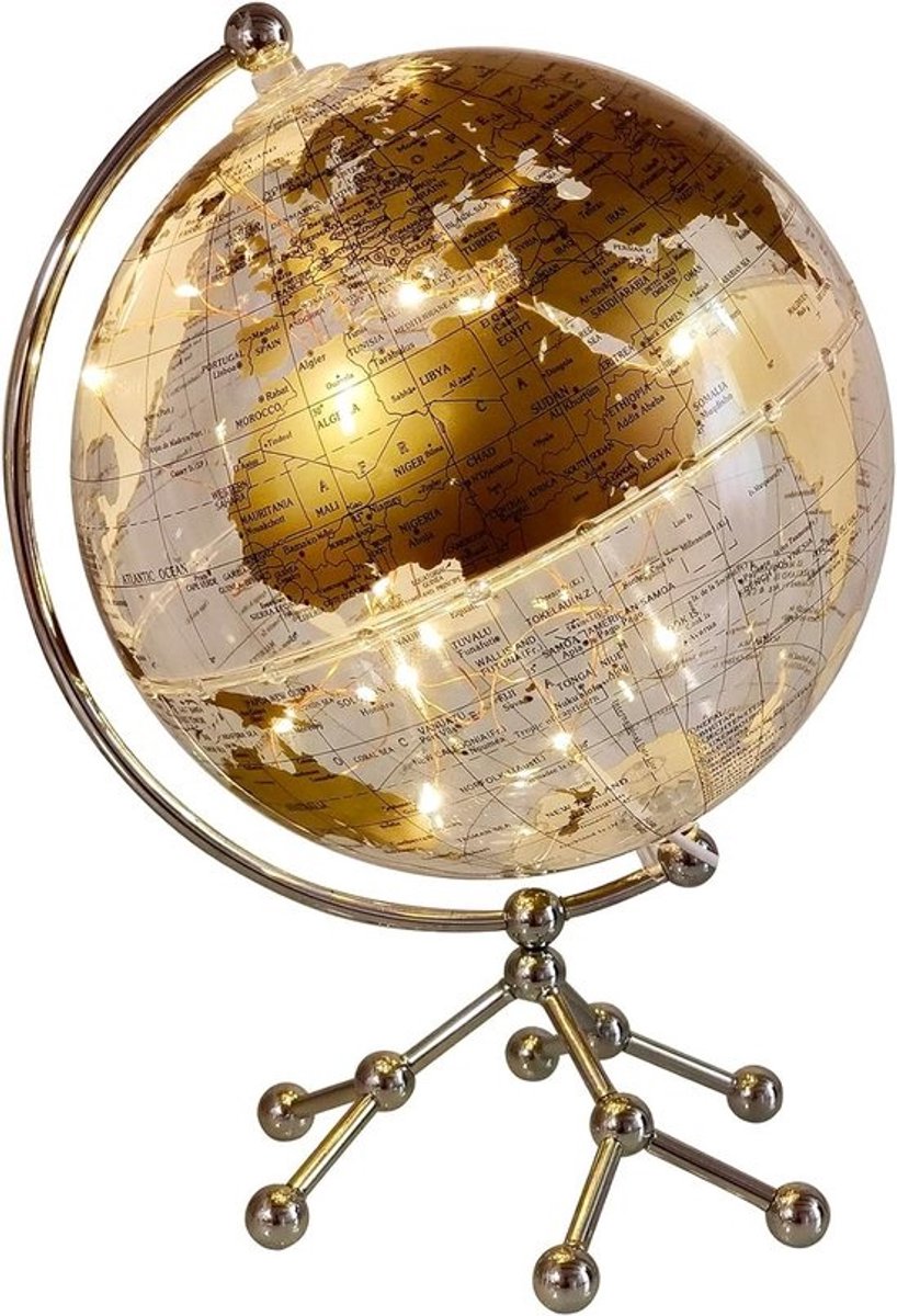 Transparante Wereldbol - Decoratieve Bol - Thuis Kantoor - Geïntegreerde LED-strip - 20 cm Diameter - Transparant