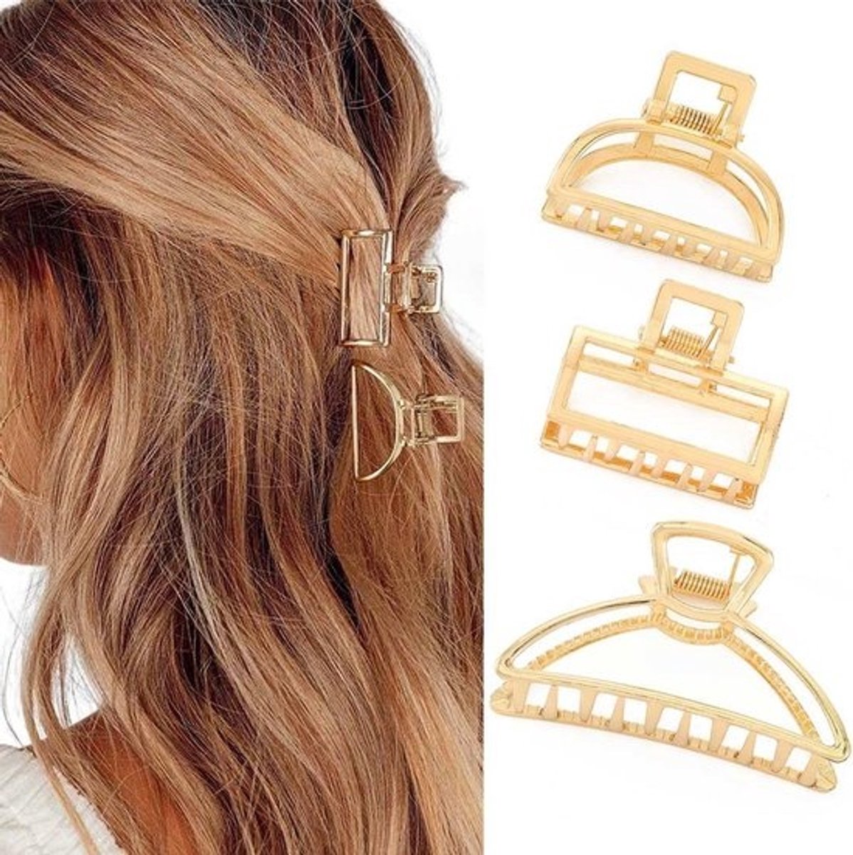 Set van 3 Kleine Gouden Haarspeldjes - Metalen Klauwclips voor Vrouwen en Meisjes