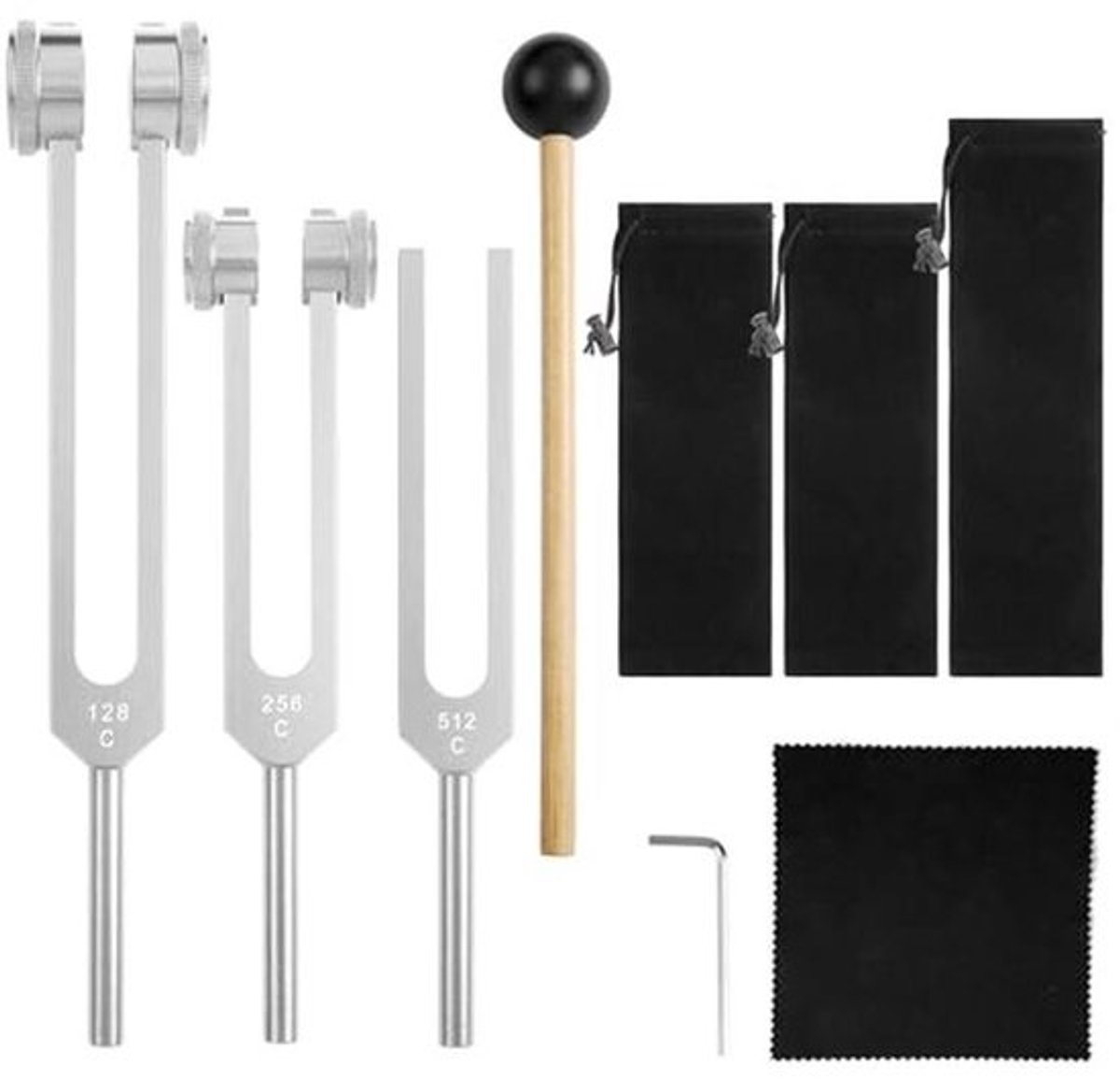 Stemvorken voor Chakra Genezing en Geluidstherapie - Set van 3 (128 Hz, 256 Hz, 512 Hz)