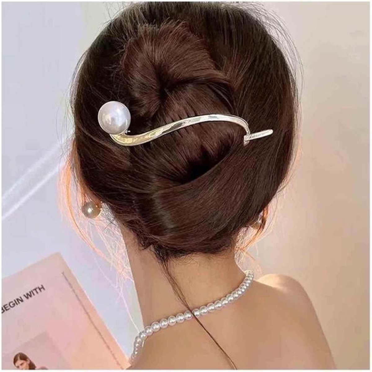 Gouden Vintage Banaan Haarclip met Parel voor Vrouwen en Meisjes