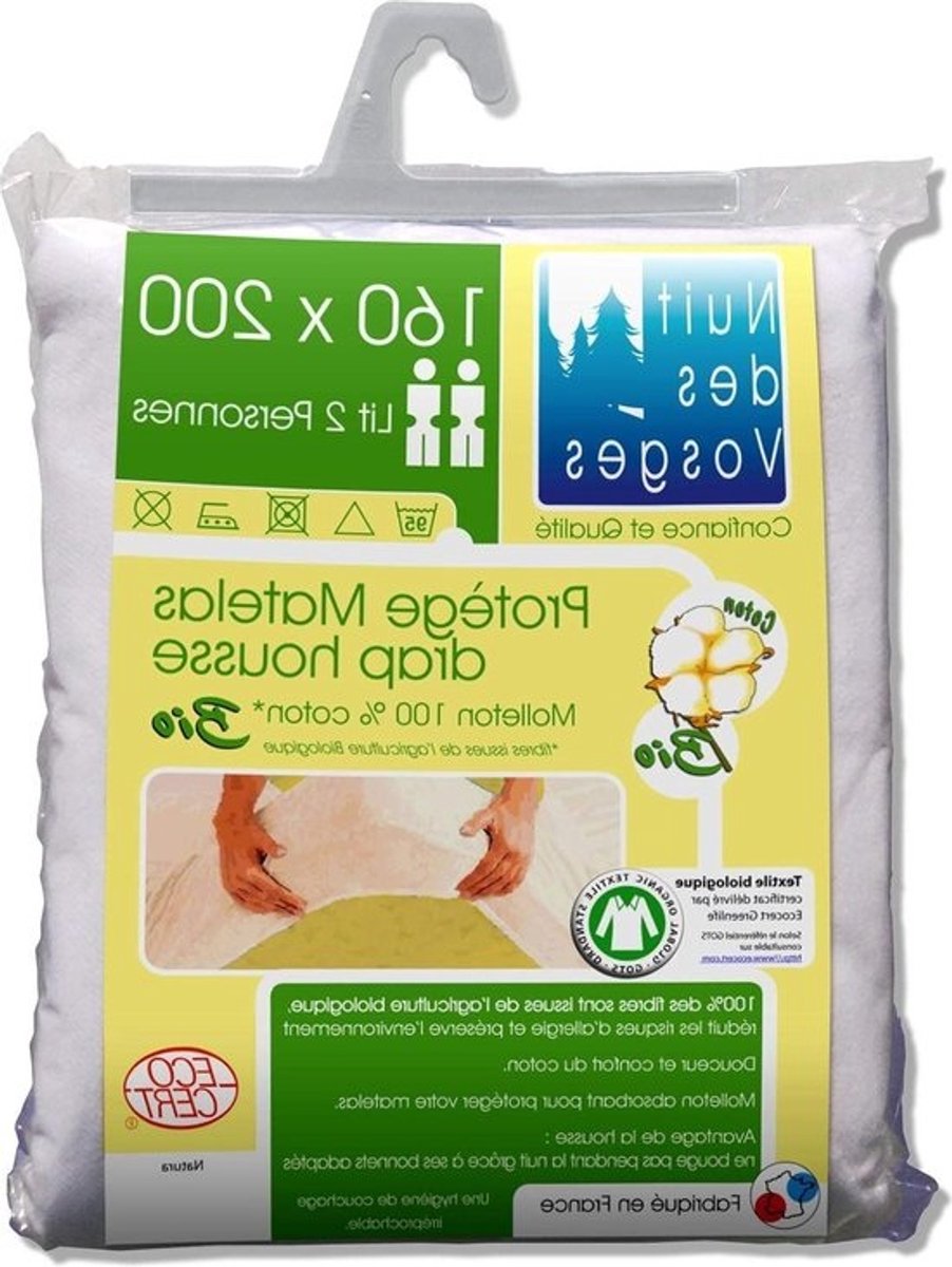Matrasbeschermer molton bio katoen wit 160 x 200 cm - duurzaam - zacht