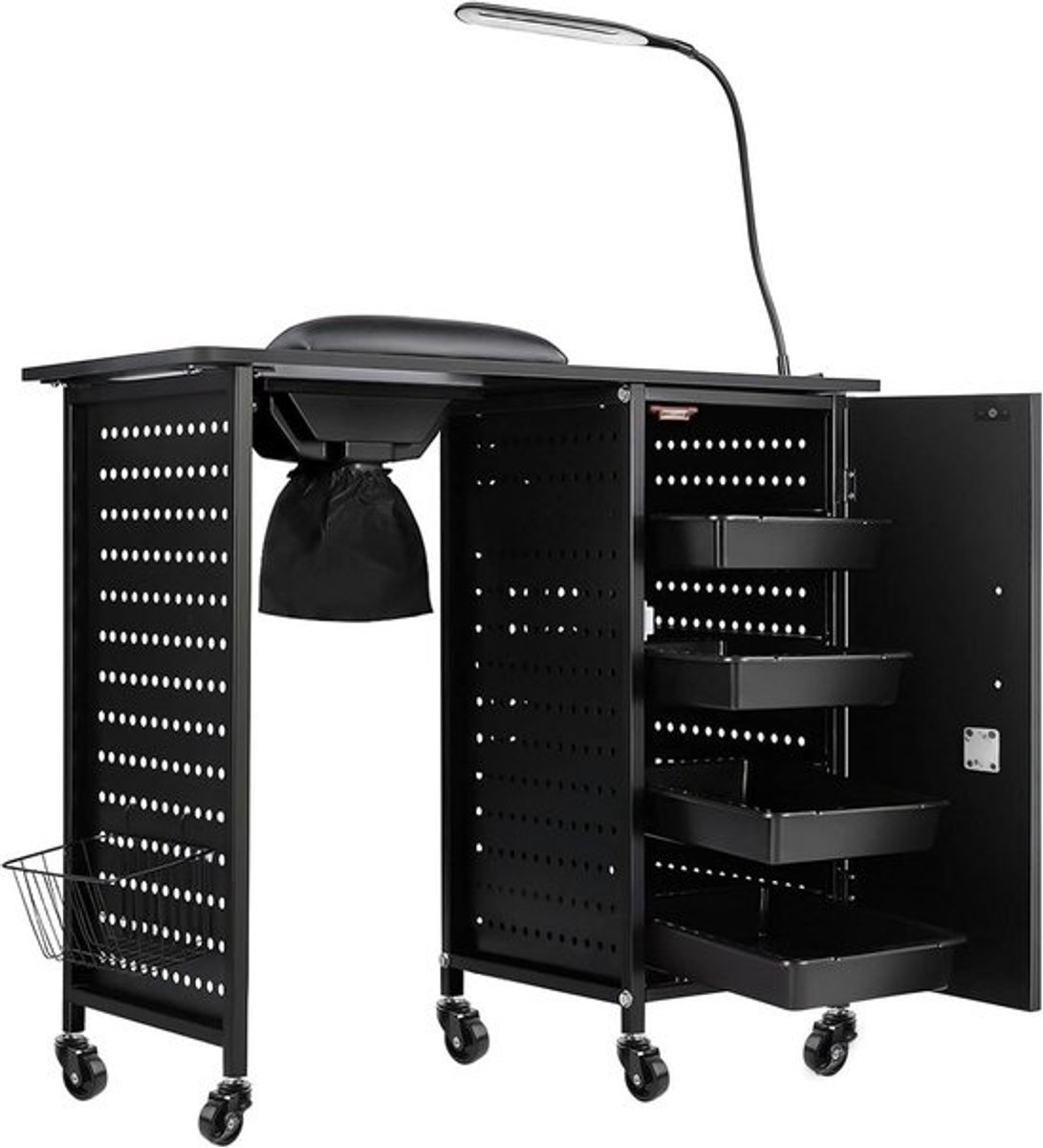 Mobiele Manicure Tafel met Nagelstofzuiger en LED Verlichting - Nagelstudio Werkstation