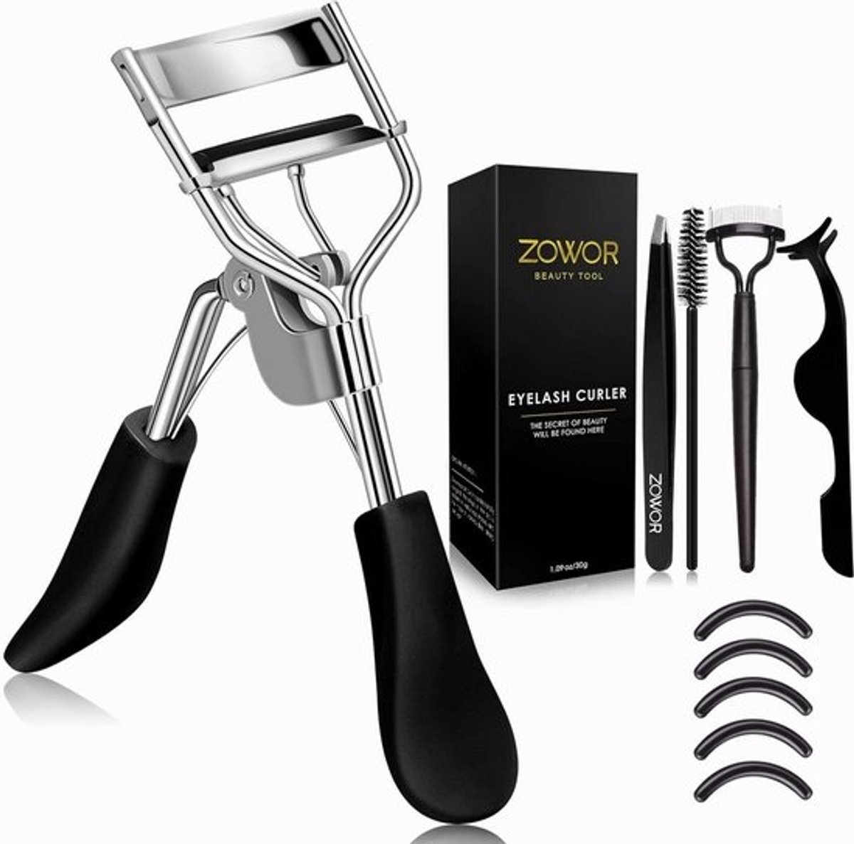 Wimperkruller met Kam en Borstel voor Natuurlijke, Langdurige Krul - Inclusief 5 Reservepads