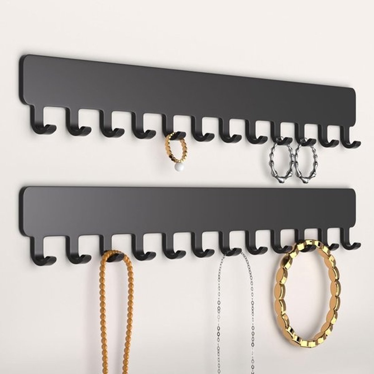 Zelfklevende Wandhouder voor Kettingen en Sieraden Organizer - Set van 2