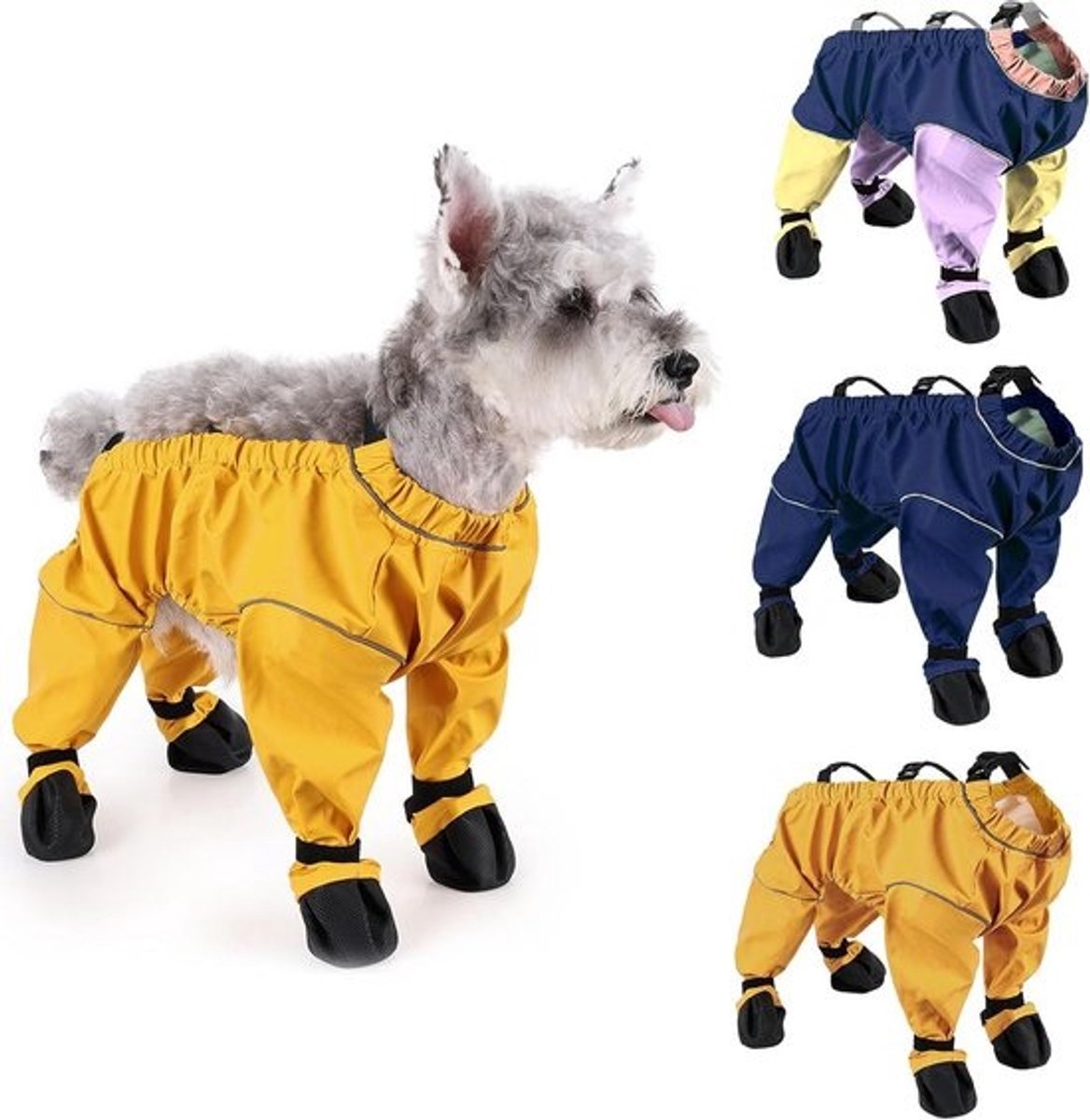 Waterdichte hondenschoenen met broekjes - Antislip bescherming voor poten van middelgrote en grote honden - Reflecterend - Geel