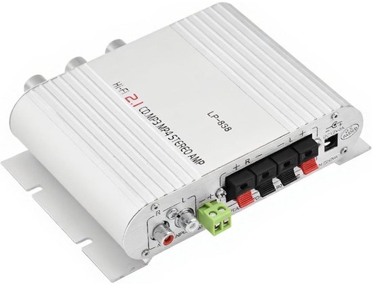 Mini HiFi Versterker Stereo Audio Bass Eindversterker 2.1 Kanaals voor Thuis en Auto