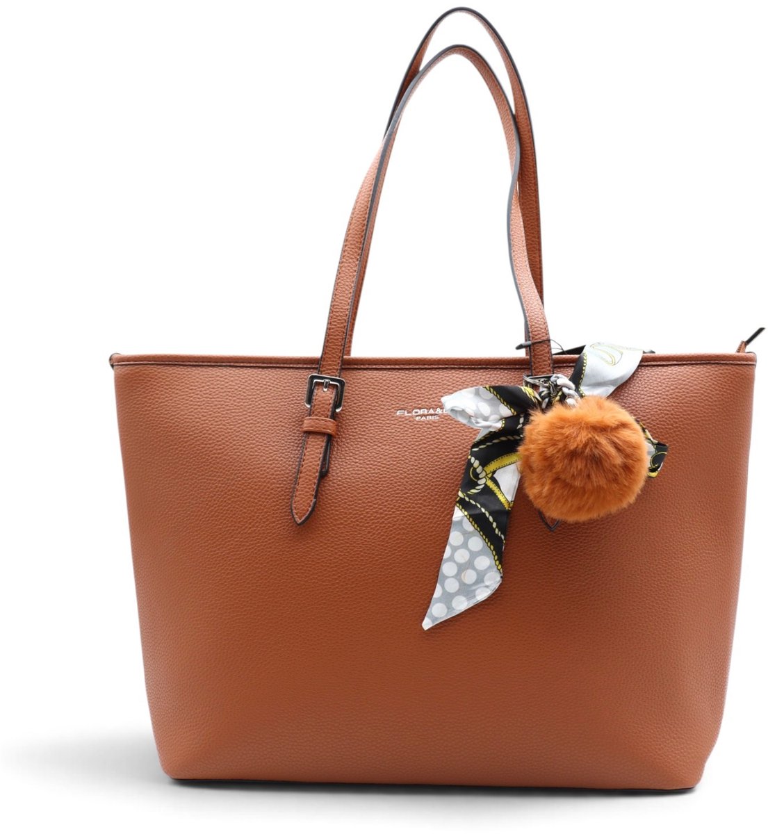 Flora&Co - CLEO - soft - grote shopper/totebag - camel/bruin- geschikt voor A4 of laptop - ideaal voor school- of werktas