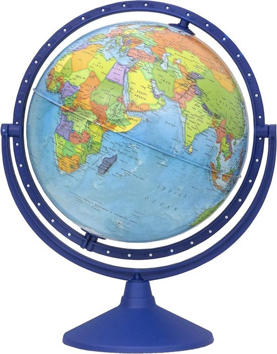 Educatieve Wereldbol 30cm - Engelse Kaart en 360° Draaibaar - Leer & Decoratie