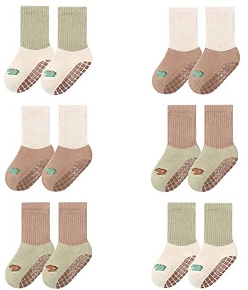 6 Paar Dikke Thermische Anti Slip Grip Sokken voor Baby en Kinderen