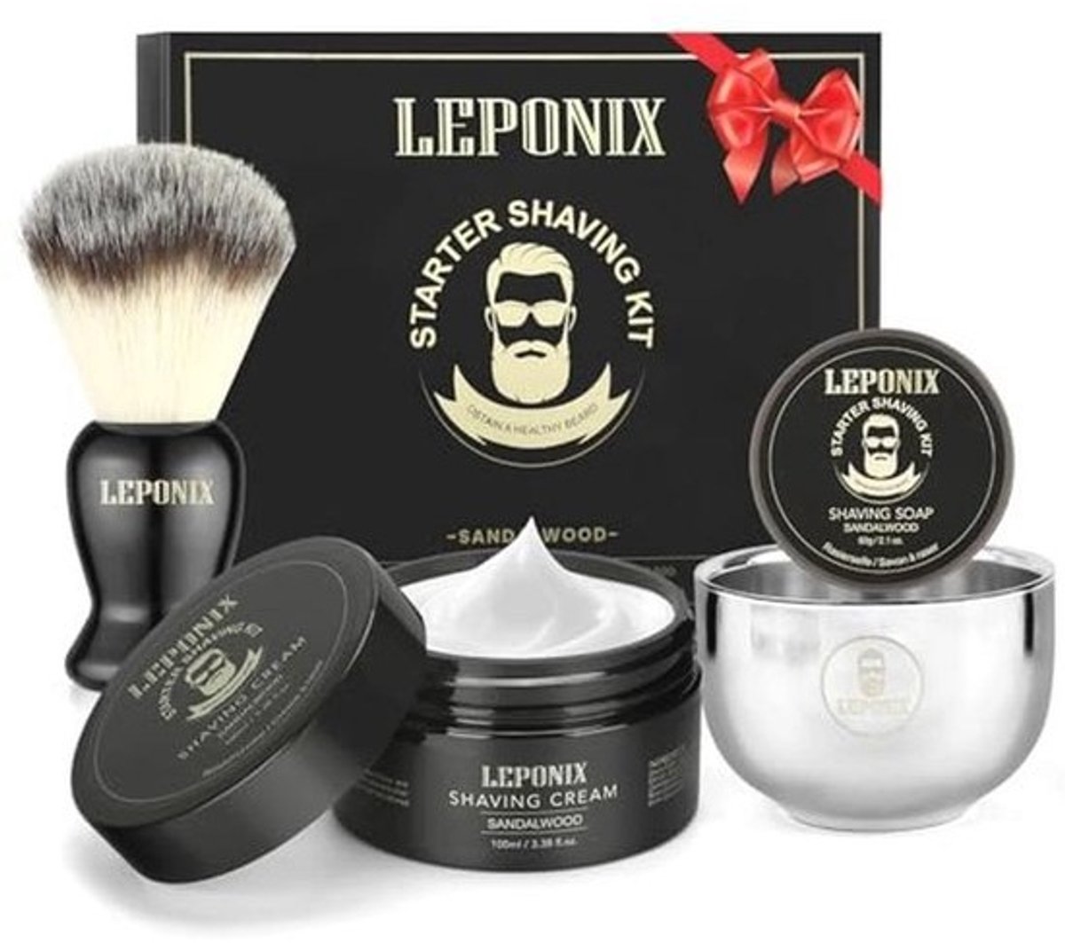Luxe Scheerset met Scheercrème, Scheerzeep, Scheerborstel en Scheerkom voor Mannen - Geschenkdoos