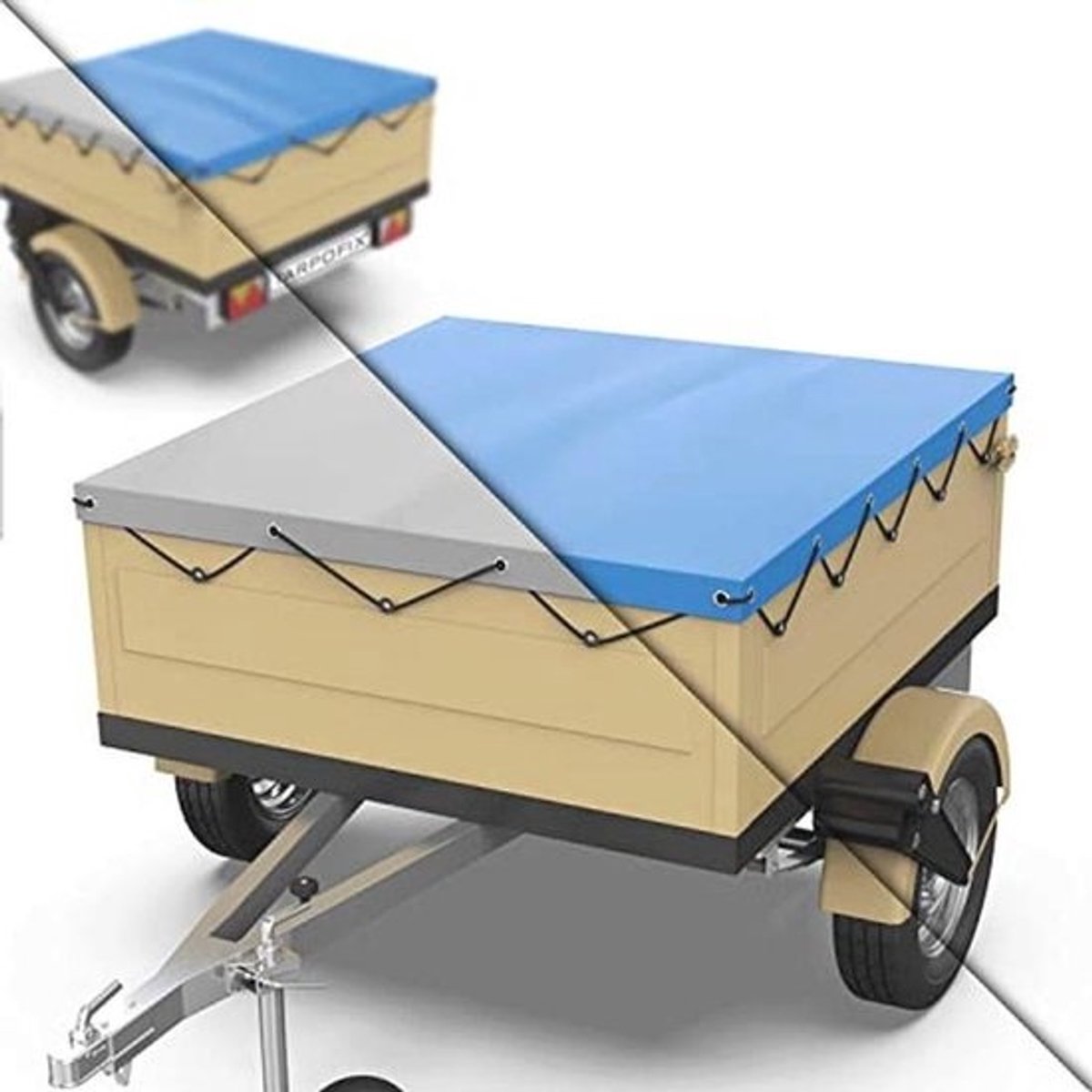 Afdekzeil voor Aanhangwagen - 140 x 105 cm - Versterkt PVC, Waterdicht en Duurzaam