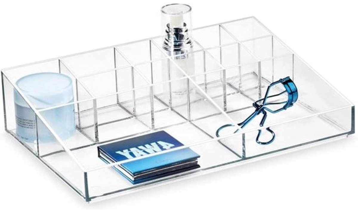 iDesign Cosmetica-opslageenheid met 13 vakken helder/matwit - PET make-up Organizer - 305 x 203 x 75 cm