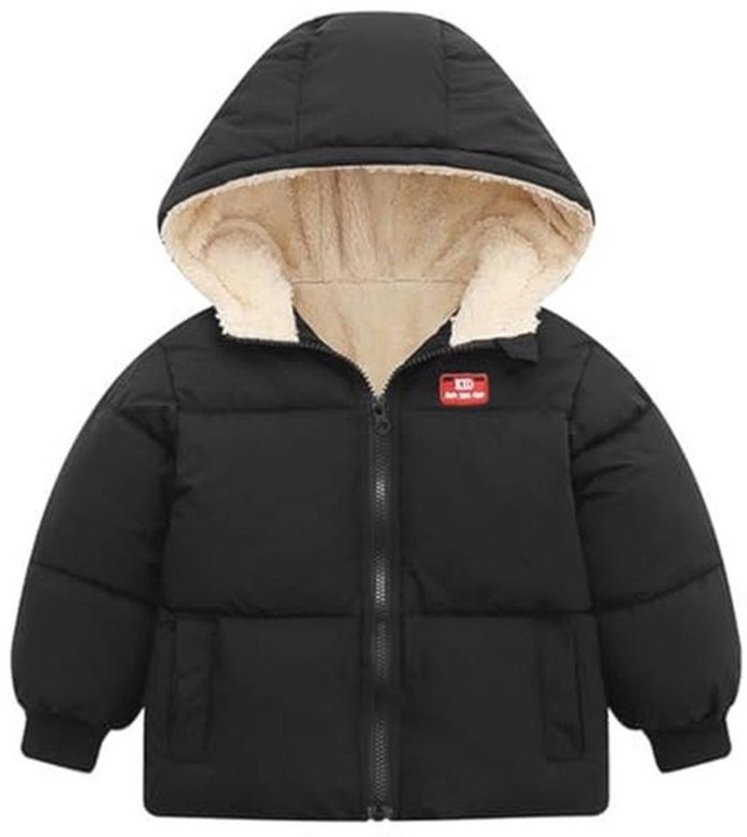 Winterjas voor baby's met ritssluiting en capuchon, winddicht en warm fleece, ideaal voor jongens en meisjes