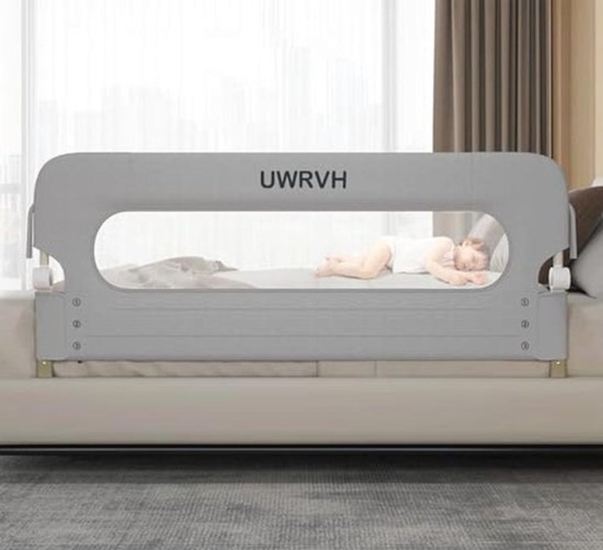 Opvouwbare Bedrailbeschermer voor Peuters - Veiligheidsbedrails voor Kinderen - U-vormige Bedveiligheid zonder Boren