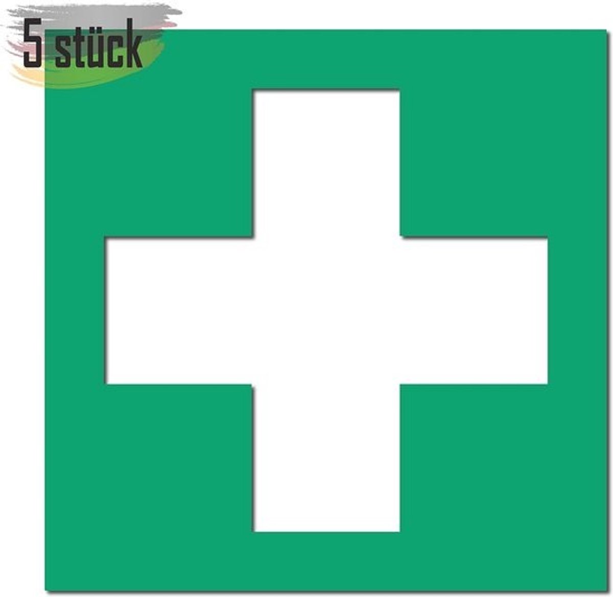 Erste Hulp Stickers - 5 Stuks 20 x 20 cm - Noodexit, Vluchtweg en Veiligheidsmarkering