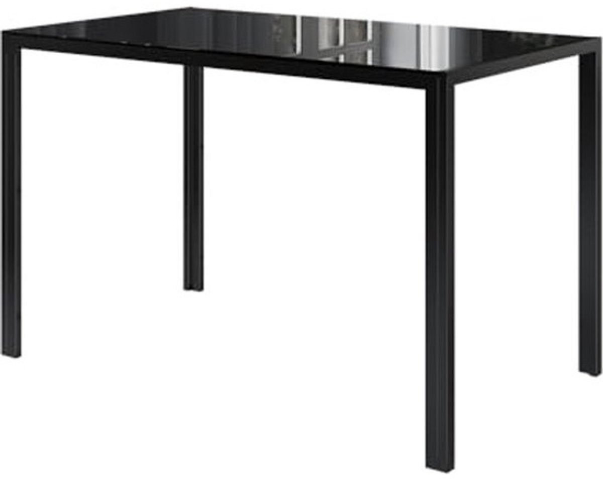 Eettafel Grand - Keukentafel Eetkamertafel - Gezellig Tafelen - Met Glasplaat - 120 x 70 x 75 cm - Zwart