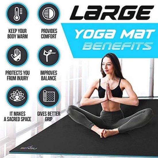 WERPOWER Sensu Large Yoga Mat - 6 x 4 inches x 9mm Extra Thick Exercise Mat for Yoga, Pilates, Stretching, Cardio Home Gym Floor, Non S — afbeelding 2