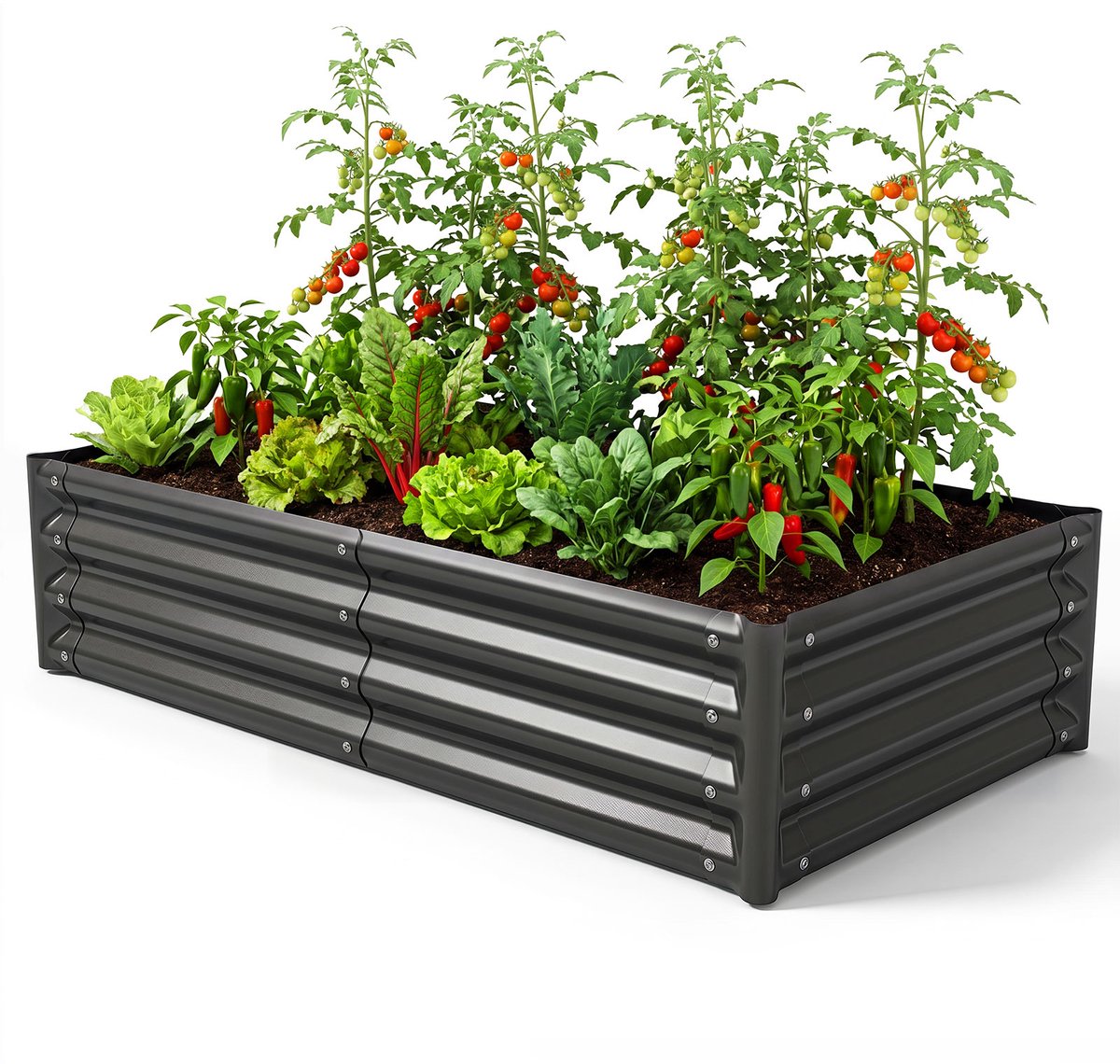 SureDeal® - Plantenbak - Hoge Bed Verzinkt - Roestvrij Grijs - 123x64x29 cm - Grijs