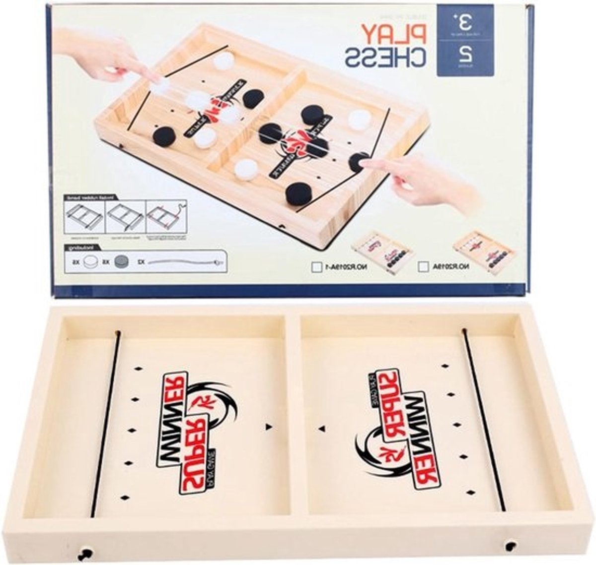 IJshockey Spel - Sling Puck Game - Interactieve Spelletjes - Ouder-Kind Spel - 325 x 200 mm - Houtkleur