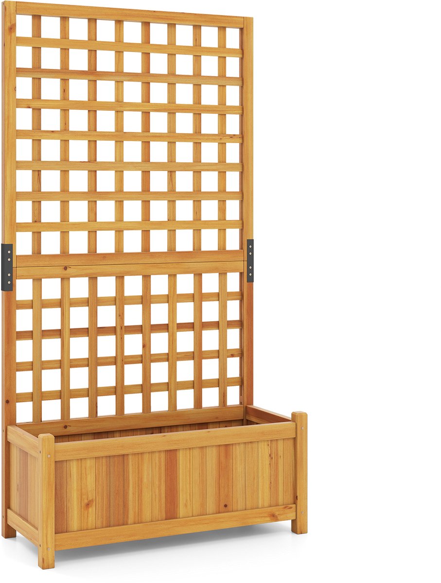 SureDeal® - Plantenbak - Klimrek Verhoogde Tuinbed - Bloemen - Klimplanten Bloembed - 76x32x143 cm - Natuurlijk