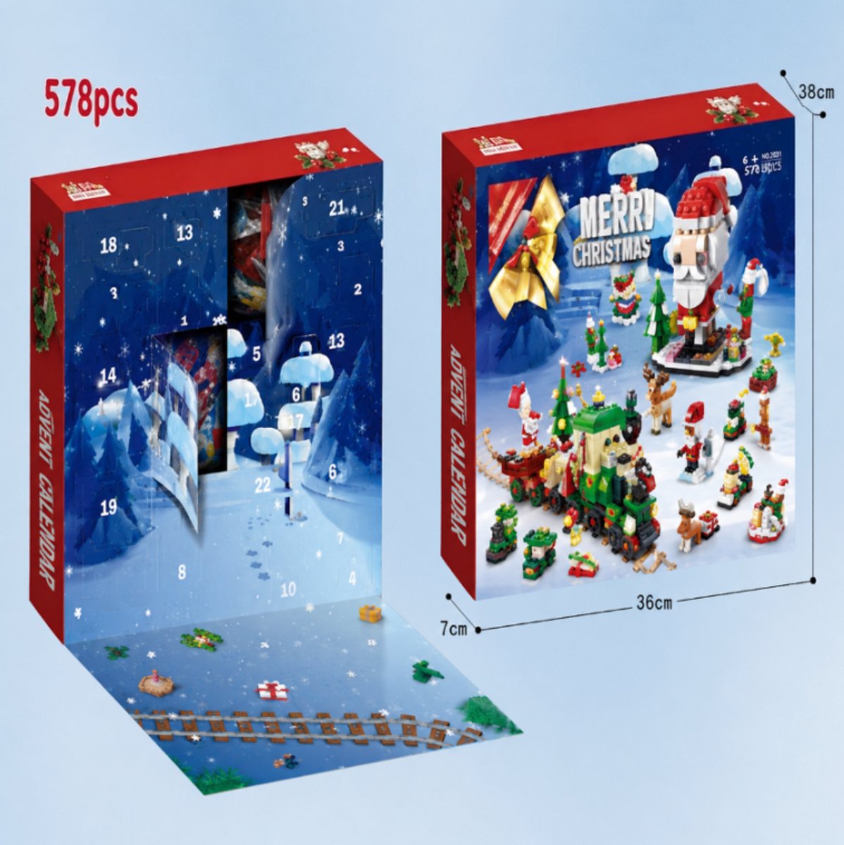Adventskalender 2026 met Bouwstenen - 12 Dagen Kerst Aftelkalender - 6-in-1 Bouwset met Kerstman & Stoomlocomotief - Kerstcadeau voor Kinderen – foto 4
