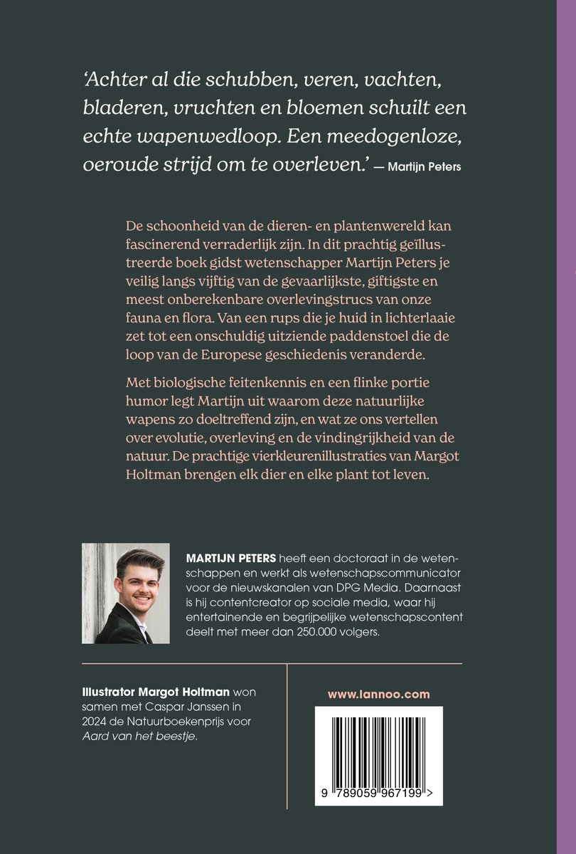 Achterpagina van een boek met een portret van de auteur Martijn Peters en illustrator Margot Holtman.