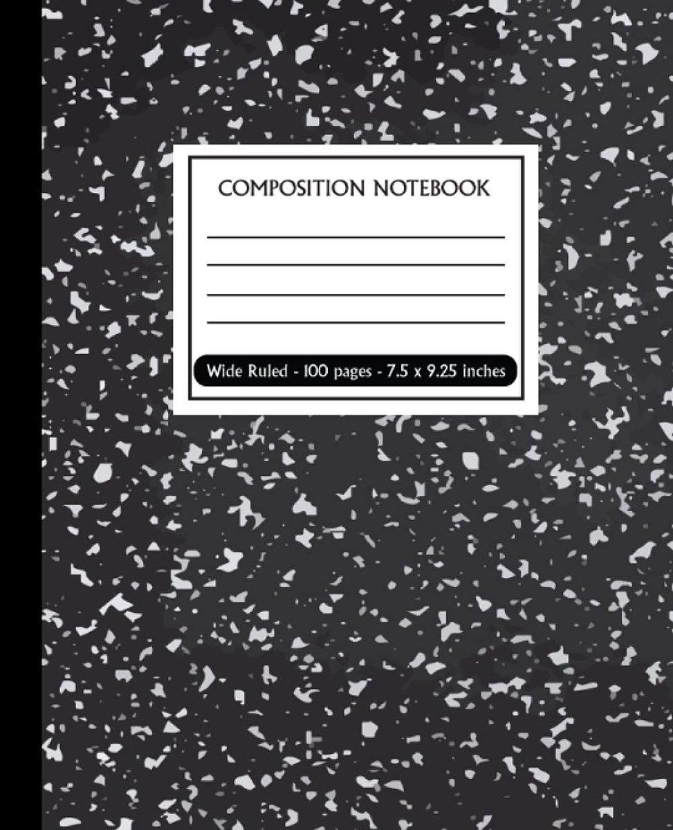 Marble Composition Notebook: Black Marble Composition Notebook Wide Ruled - ShopVlot