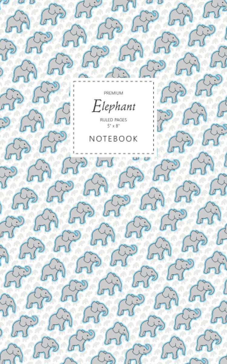 Elephant Notebook - Ruled Pages - 5x8 - Premium: (Blue Edition) Fun notebook 96 ruled/lined pages (5x8 inches / - ShopVlot