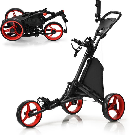 SureDeal® - Golf - Wielen Duwkar Snel - Golfclubs Golftrolley - 121x70x99,5 cm - Naturel van suredeal — afbeelding 3