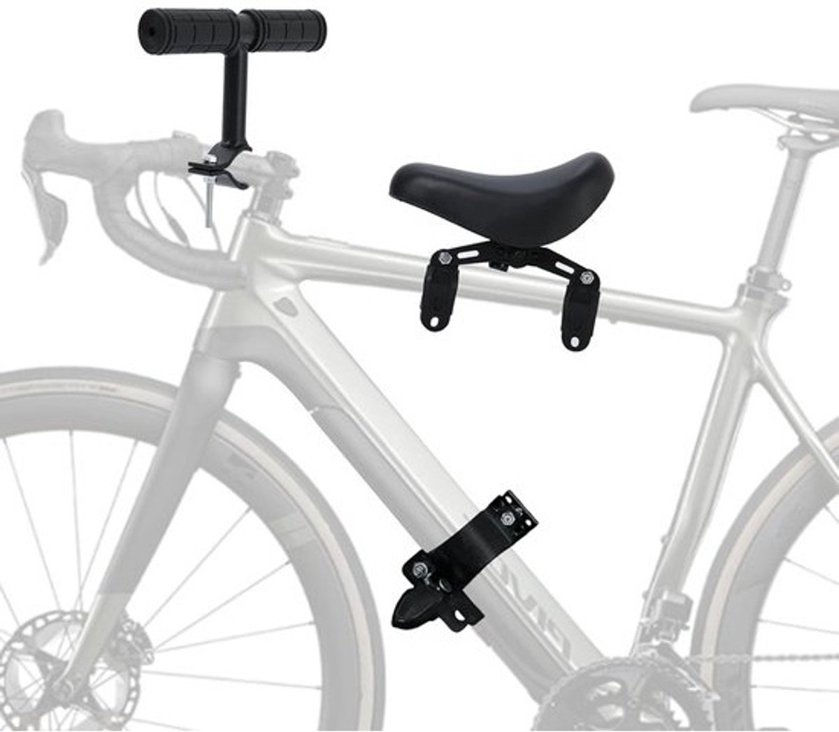 Kinderfietszitje Voor - Peuter Stoeltje - Samen Fietsen - Afneembaar & Verstelbaar - Tot 22 kg - Zwart