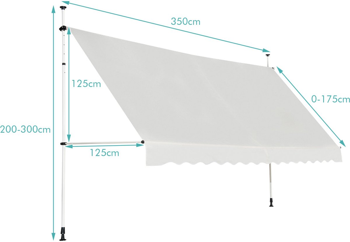SureDeal® - Luifel - Telescopische Zonnescherm Intrekbare - Venster Balkon Tuin - Beige