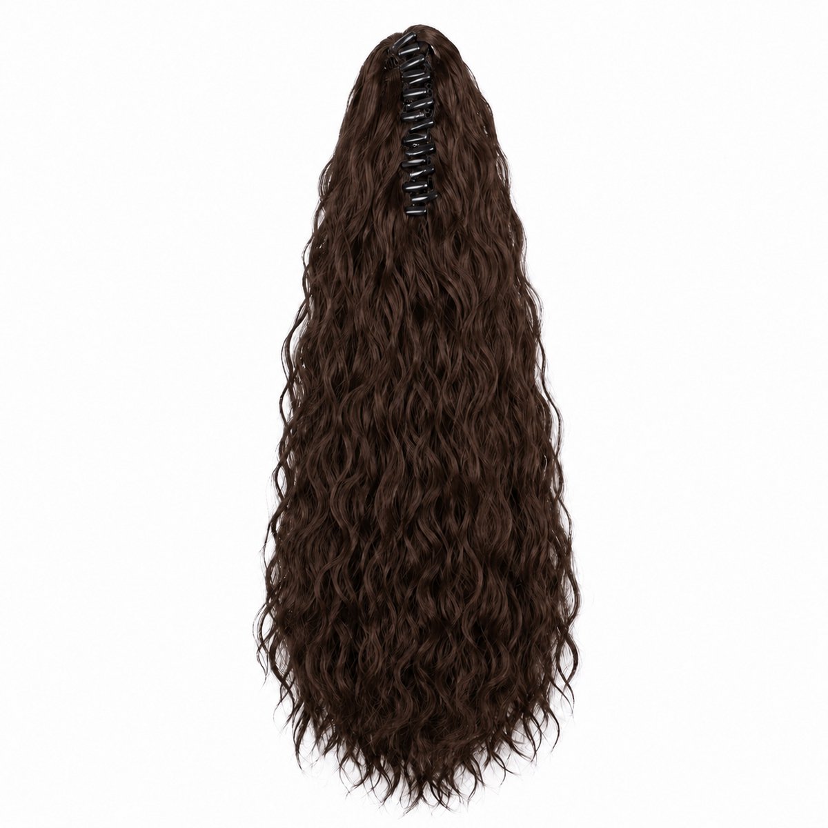 Vivva – Krullende Paardenstaart Haarverlenging met Klauwclip – Ponytail Extension Clip-In – Haarstuk Krullend Synthetisch Haar – Bruin – CURLYTAIL