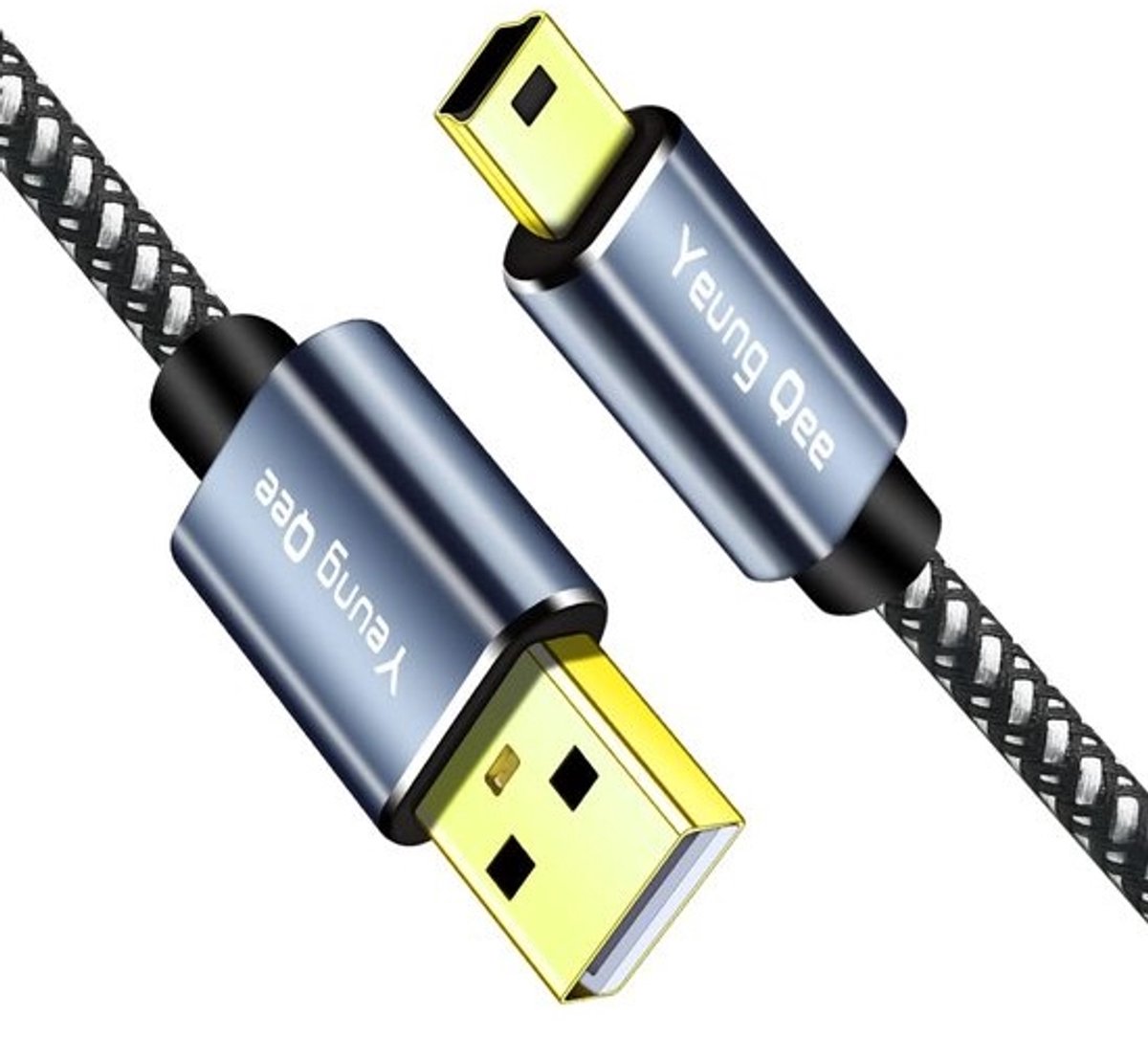 USB 2.0 Type A naar Mini B Kabel Gevlochten Nylon Oplaadkabel 10m