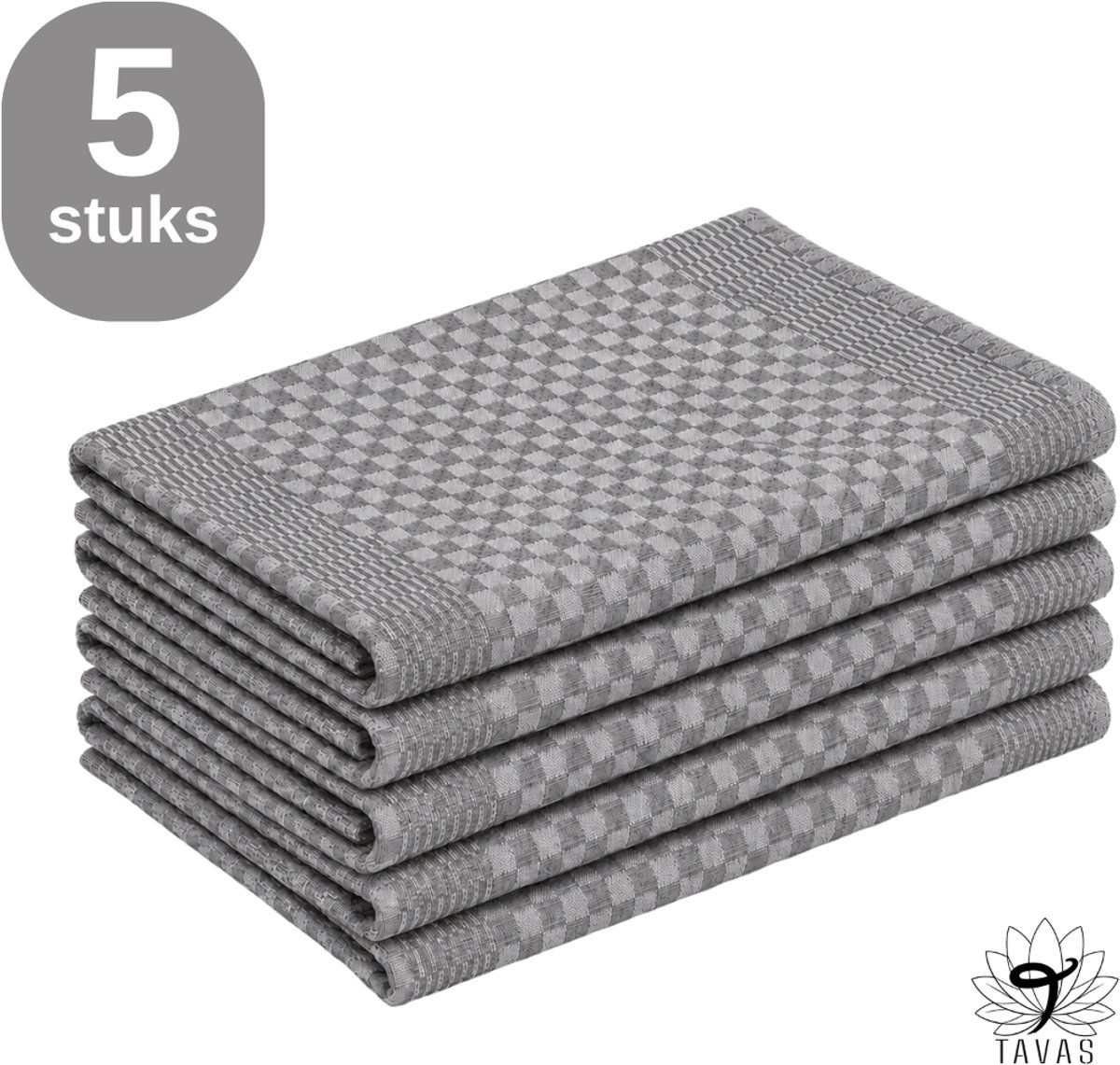 Theedoekenset - Glazendoeken - 50x70 cm - Antraciet - Set van 5 - 100% katoen - Horeca Theedoeken - Glazendoeken