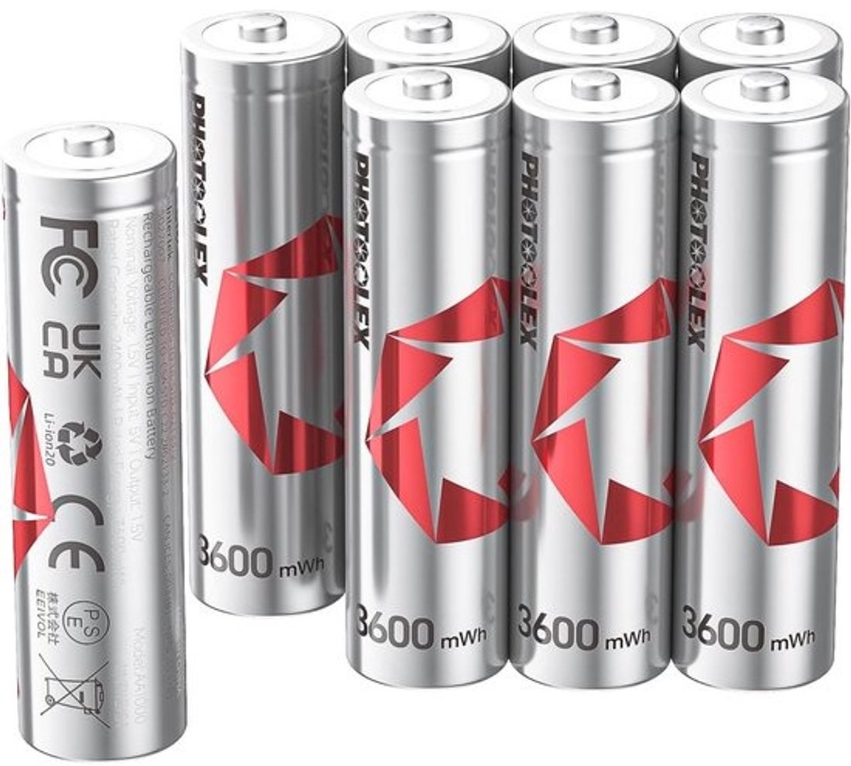 Oplaadbare Batterijen - AA Energiecellen - Elektronica Voeden - Lithium Ion Technologie - 3600mWh Capaciteit